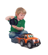 BB Junior My First Jeep Wrangler RC with intuitive controls, realistic sounds, and lights for kids aged 3 and up.