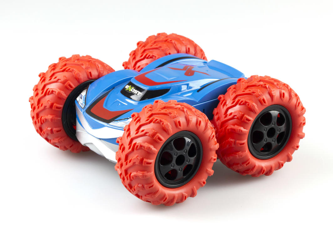 Remote control car featuring a double-sided design for 360° flips, robust tires, and speeds up to 240km/h for all-terrain adventures.