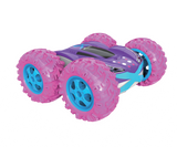 Pink remote control car featuring a double-sided body, advanced steering, and robust tyres for thrilling 360-degree flips.