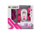Pink remote control car Exost 360 Cross Amazone, features double-sided design, 360° spins, shock-absorbing tires, age 5+.