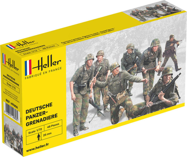 Detailed 1:72 scale model kit of WWII German Panzergrenadiers, ideal for dioramas and enthusiasts.