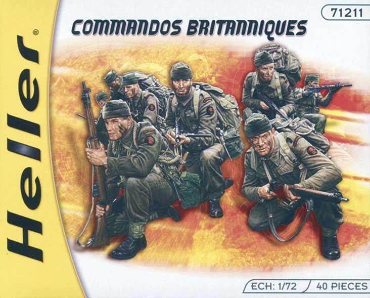 Heller 1:72 Britische Kommandotruppen model kit showcasing detailed British commandos from WWII, ideal for collectors and hobbyists.