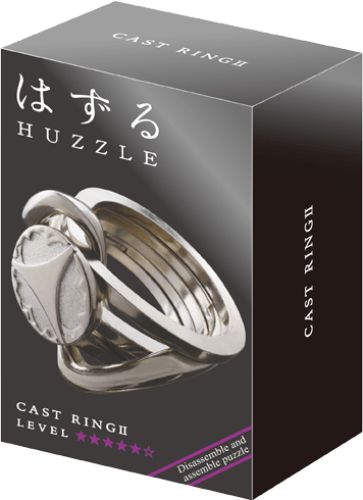 Huzzle Puzzle: Ring II features 5 interlocking rings, offering a challenging brain teaser for ages 8 and up.