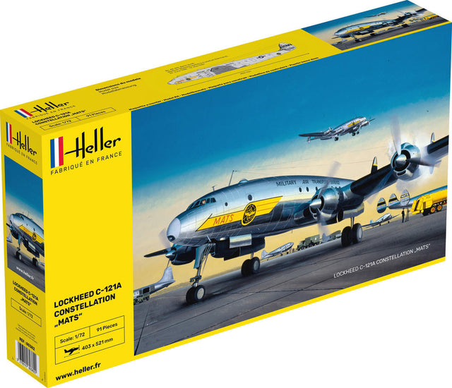 Heller 1:72 C-121A Constellation model kit showcasing detailed design and historic aviation significance, ideal for collectors.