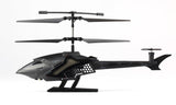 Compact Silverlit Flybotic Sky Cheetah helicopter with infrared control, coaxial rotors, and front light for indoor fun.