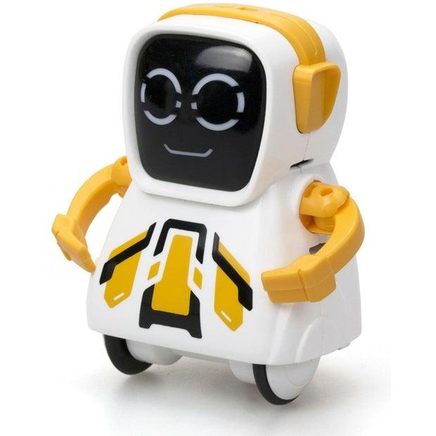 Interactive Silverlit Ycoo Pokibot Square robot for ages 3+, featuring voice playback, clapping response, and assorted designs.