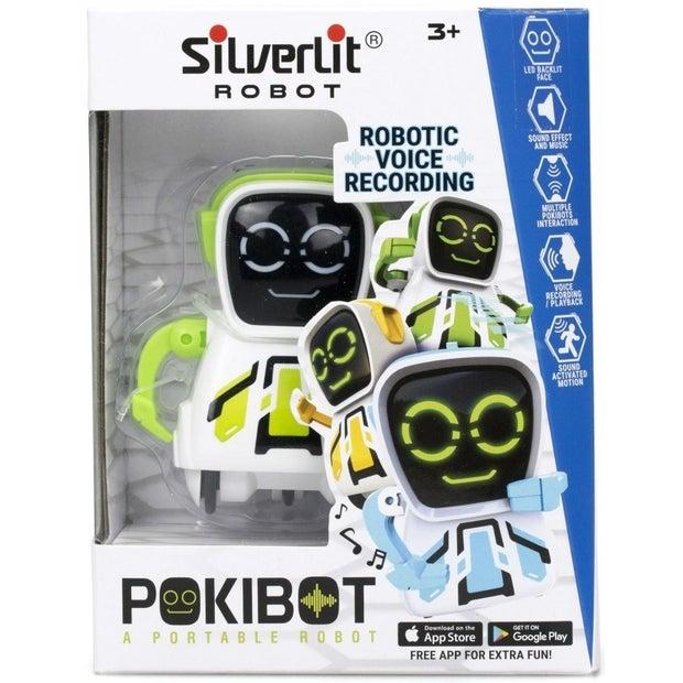 Interactive Silverlit Ycoo Pokibot Square robot toy for kids, featuring voice playback, clapping response, and assorted designs.