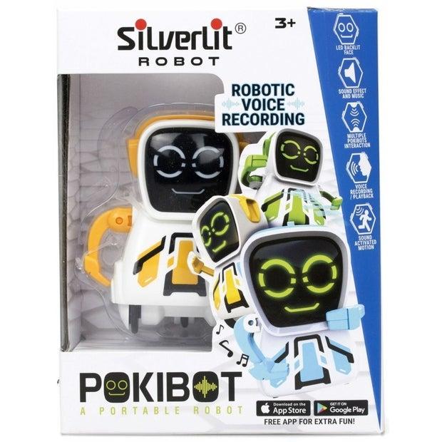 Interactive Silverlit Ycoo Pokibot Square toy for kids, featuring voice playback, clapping response, and assorted designs.