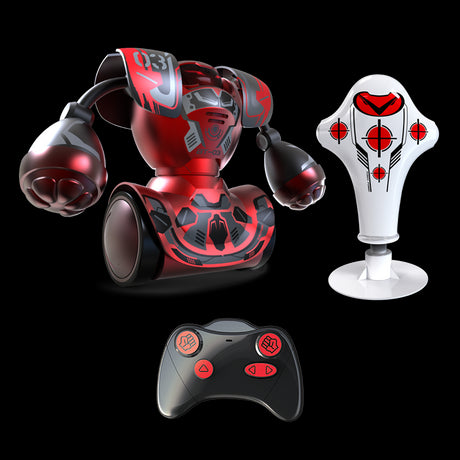 Exciting battling robot toy with LED eyes, includes controller, three gameplay modes, ideal for kids aged 5 and up.