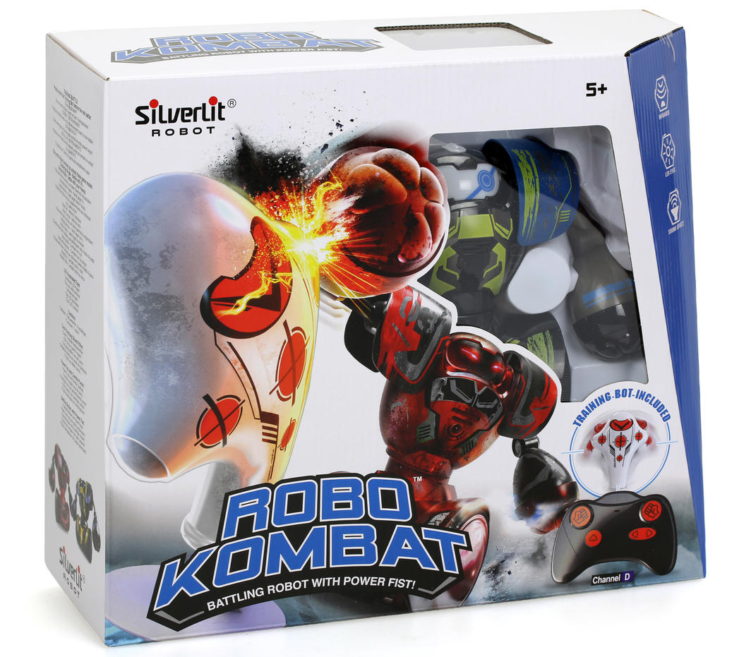 Battling robot toy with LED eyes, controller, and three gameplay modes for kids aged 5 and up. Perfect for competitive fun!