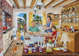 Gibsons 4x500pc puzzle set featuring vibrant, rural-themed artwork by Trevor Mitchell, crafted from eco-friendly recycled materials.