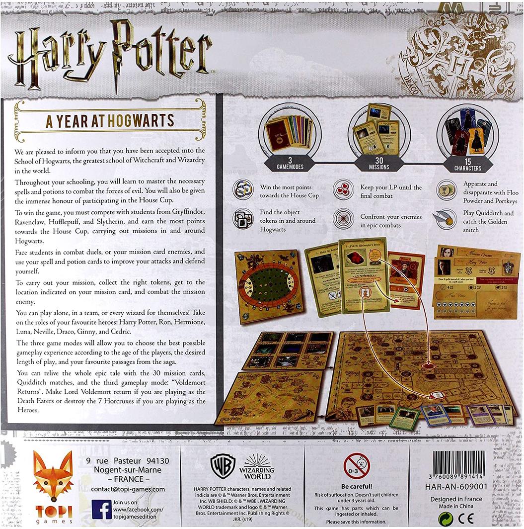 Engaging board game featuring Harry Potter characters, spells, and missions set in Hogwarts for ages 7 and up.