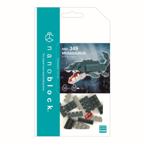 Nanoblock Mosasaurus building set featuring 180+ pieces for enthusiasts aged 12+, perfect for enhancing creativity and skills.