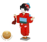 Detailed Nanoblock model of a Kimono Girl, showcasing Japanese culture with over 90 pieces for creative building fun.