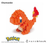 Detailed Nanoblock set of Pokémon Charmander with over 120 pieces for creative building fun, suitable for ages 12 and up.