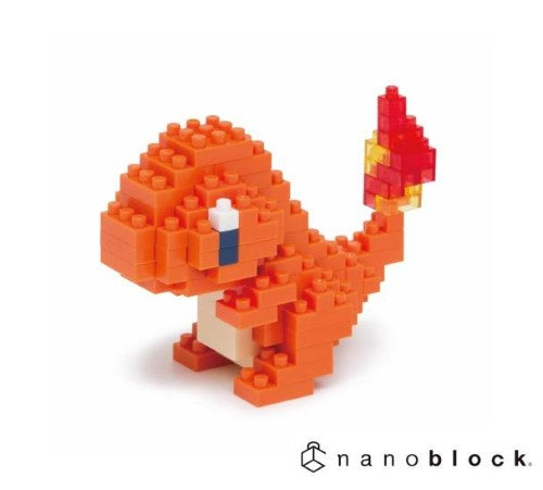 Detailed Nanoblock set featuring over 120 pieces to build a mini Charmander, ideal for Pokémon fans aged 12 and up.