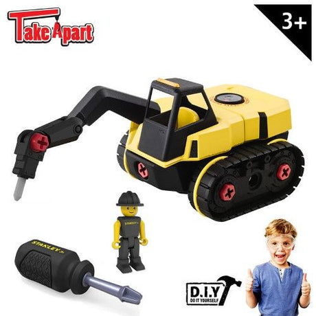 Colorful Take A Part Jackhammer toy with 24 pieces, featuring a safe screwdriver and moving parts for imaginative STEM play.