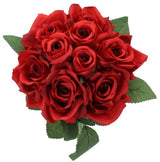 Vibrant red artificial rose bouquet, 24cm tall and 20cm wide, perfect for effortless, long-lasting home decor.
