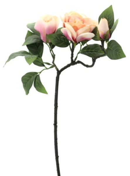 Lifelike pink artificial camellia spray, 47cm tall, perfect for enhancing home decor with elegance and charm.