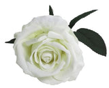 Elegant 51cm white artificial velvet rose stem with silky petals, perfect for home decor and special events.