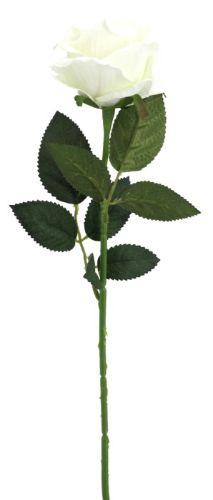 Elegant 51cm white artificial velvet rose stem, perfect for floral arrangements and home decor.