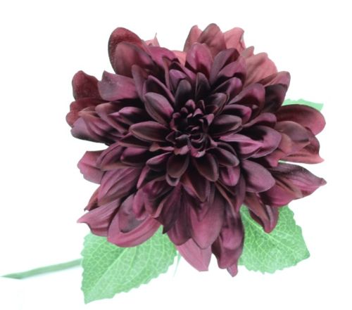 Artificial burgundy dahlia stem, 72cm, lifelike faux flower perfect for home decor, bouquets, and elegant accents.