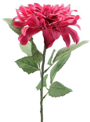 Lifelike dark pink artificial dahlia stem, 72cm long, perfect for elegant home decor or vibrant floral arrangements.