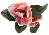 Pink artificial magnolia branch featuring 3 lifelike heads, 77cm tall, adding elegance to any decor.