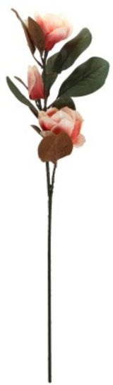 Artificial magnolia branch with three pink heads, 77 cm tall, ideal for elegant home decor and arrangements.