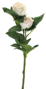 Light pink artificial rose arrangement with two heads, 38cm, adding elegance to home decor without maintenance.