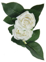Two-head white artificial rose, 38cm, perfect for home decor, elegant touch for weddings, maintenance-free floral beauty.
