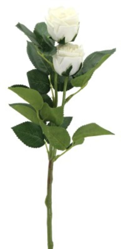 Two-headed artificial white rose measuring 38cm, perfect for home decor, weddings, and everlasting beauty.