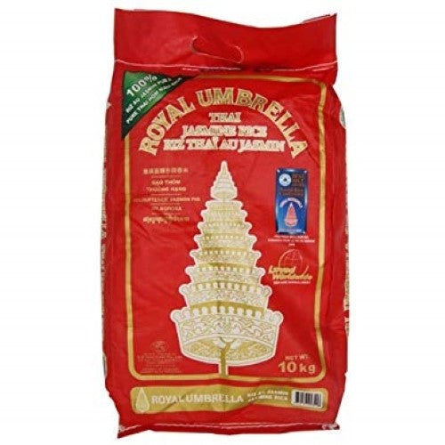 Royal 5kg bag of Jasmine Fragrant Hom Mali rice, known for its long grains and nutty flavor, perfect for versatile dishes.