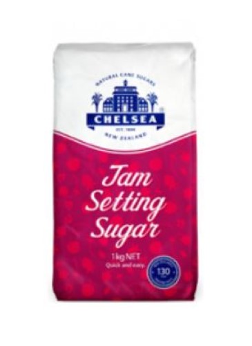 Sugar Jam Setting Chelsea 1kg Packet for perfect homemade jams, enhancing fruit flavor with reliable pectin for up to 20 jars.