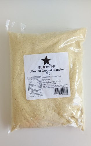 Ground and blanched almonds in a 1kg packet, perfect for baking, cooking, or snacking with rich nutrients.