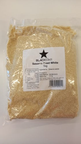 Premium White Sesame Seeds in a 1kg packet, rich in nutrients and perfect for enhancing various dishes.