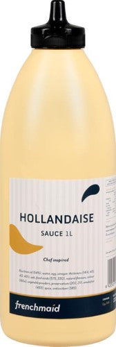 Rich and creamy Sauce Hollandaise in a 1l bottle, perfect for enhancing gourmet dishes with authentic French flavor.