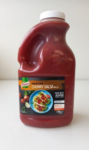 Authentic Mexicasa Knorr chunky salsa in a 1.95kg jar, perfect for nachos and tacos with rich tomato and spice flavor.