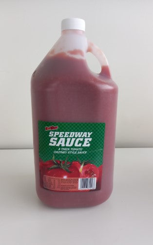 5L bottle of Sauce Speedway, a tangy and spicy flavor booster perfect for BBQs and enhancing everyday meals.