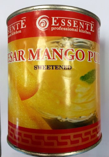 Canned mango pulp made from ripe mangoes, perfect for smoothies and desserts, 850g of tropical goodness.