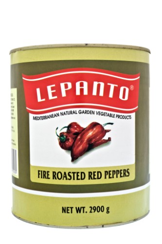 A 2.9kg tin of premium smoky red roasted peppers, perfect for enhancing pizzas, salads, and sandwiches with rich flavor.