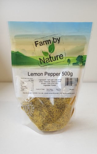 Lemon Pepper 500gm packet featuring a zesty blend of lemon and black pepper for enhancing dishes and grilling.