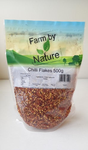 Premium 500gm packet of sun-ripened chilli flakes, perfect for adding spicy flavor to pizzas and pastas.