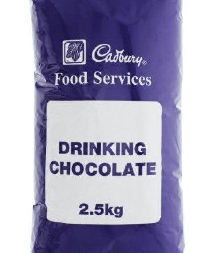 Rich Cadbury Drinking Chocolate 2.5kg bag, perfect for cozy drinks and desserts, ensuring endless chocolate indulgence.