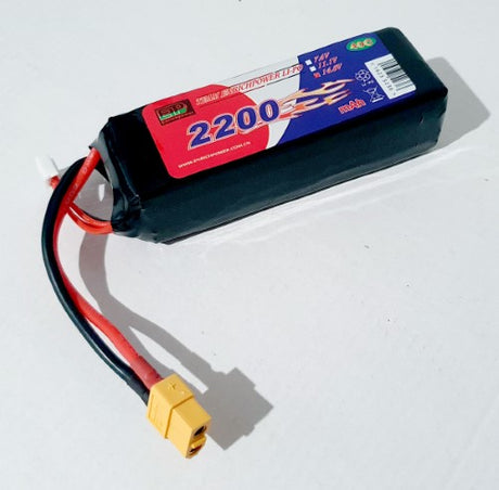 Li-Po 14.8V 2200mAh 40C battery with XT60 connector, ideal for high-performance RC cars and drones.