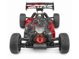 High-performance 1/8 scale electric buggy with 4WD, waterproof motor, durable tires, and adjustable suspension for off-road racing.