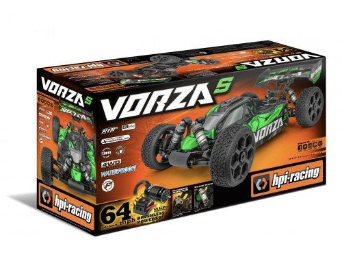 High-performance 1/8 scale 4WD electric buggy with brushless motor, all-terrain tires, and waterproof components for racing adventures.
