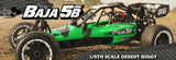 1/5 scale electric off-road buggy kit, designed for customization and high performance, featuring dual steering and long travel suspension.