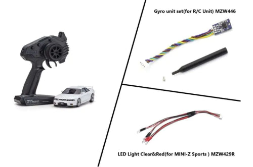 Radio Control MA-020 R33 GT-R in vibrant colors, featuring LEDs, gyro stabilization, and detailed Nissan Skyline replica design.