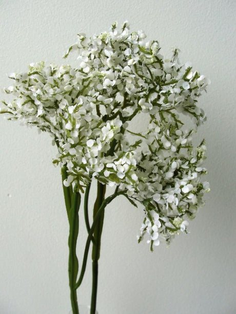 Lifelike white artificial statice spray, 50cm long, perfect for home decor, weddings, and everlasting arrangements.